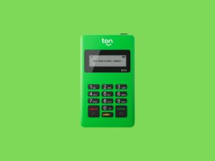 Foto da maquininha Ton T1 sobre fundo verde para simbolizar o tema GigaTon